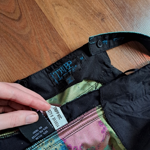Tripp Rare Vintage Bustier Top Teal Oriental Print Satin Medium - Picture 5 of 12